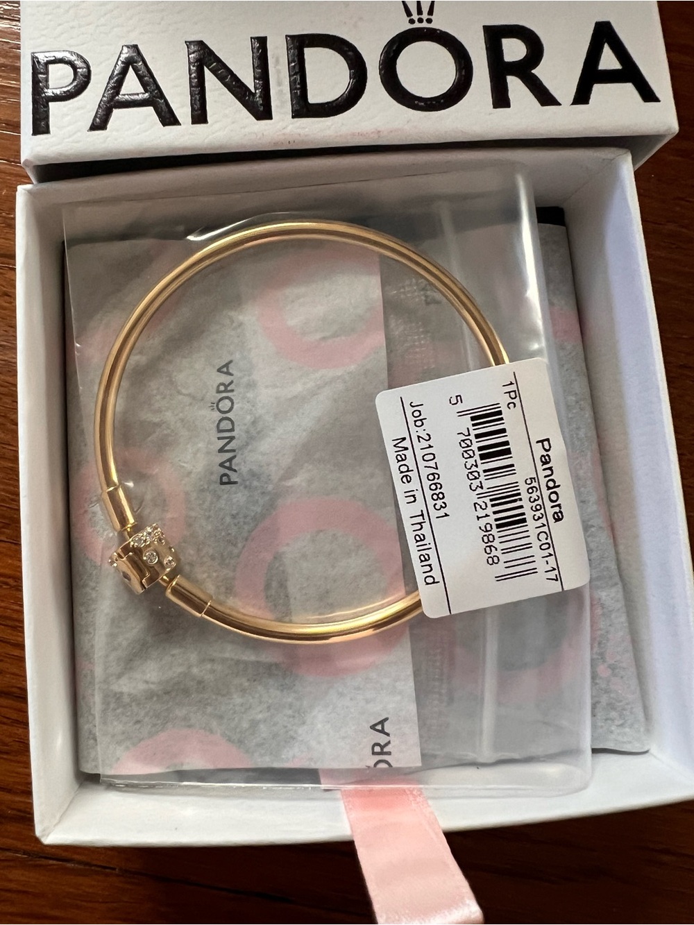100% AUTH Pandora limited ed sparkling barrel clasp gold/clear - Picture 5 of 5